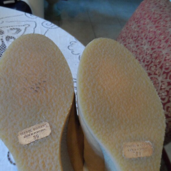 Isabel Marant Beige Suede Calfskin Wedge Mules w/Lamb Shearling Lining Size 39 - Picture 14 of 15